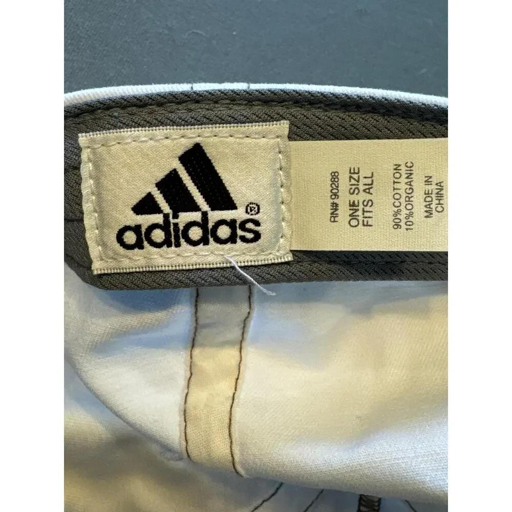 Adidas Baseball Cap Hat White Brown Contrast Stitch Logo Adjustable One Size